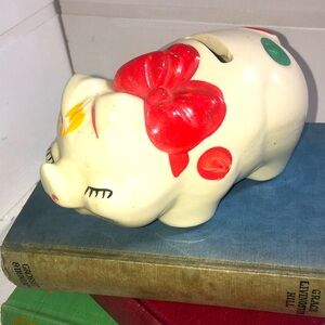 Vintage polka dot piggy bank